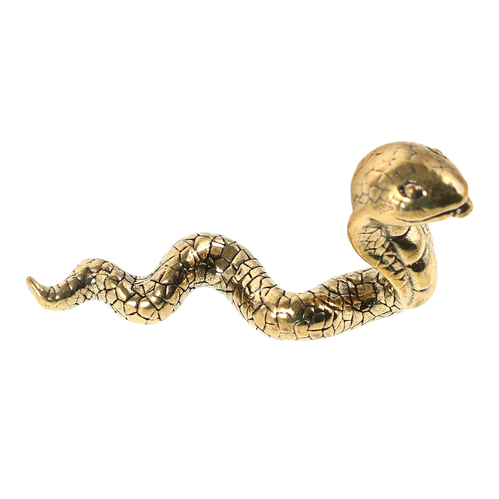 

Office Accessories Snake Baubles Ornament Desktop Garbage Can Brass Decor Golden Statue