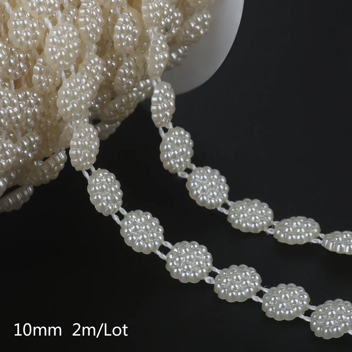 2M 5M 10M Imitation Pearl Bead Lace Flower Tape Ribbon DIY Apparel Accessories Handmade Wedding Party Bridal Crafts Ornaments