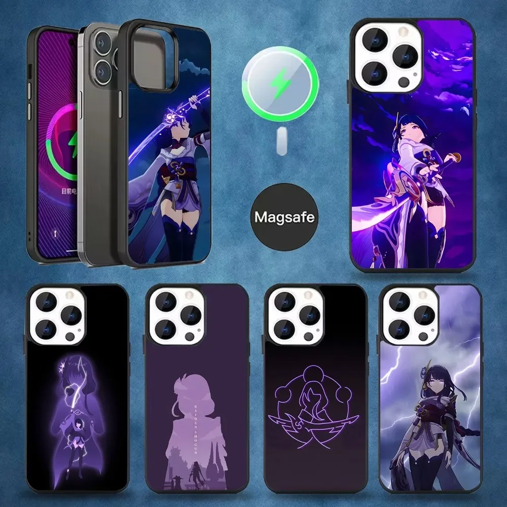 

Genshin Impact Raiden Shogun Phone Case For iPhone 16,15,14,13,12,11,Pro,Max,Plus,Mini,Magsafe,Magnetic Wireless Charging Case