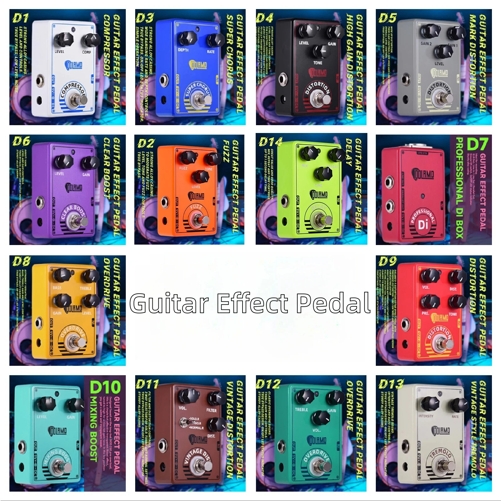 Electric Guitar Effect Pedals D Series Distortion/Overdrive/Fuzz/Chorus/DI Box/Vintage Distortion/Tremolo/Compressor/Delay/Boost