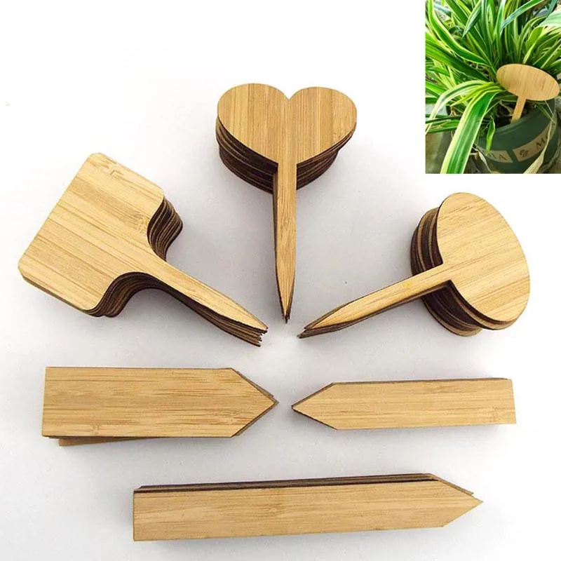 10pcs Bamboo garden flower Plant Labels Sign Tags stand Markers Vegetable t type for Nursery Pots Garden Mark Tools