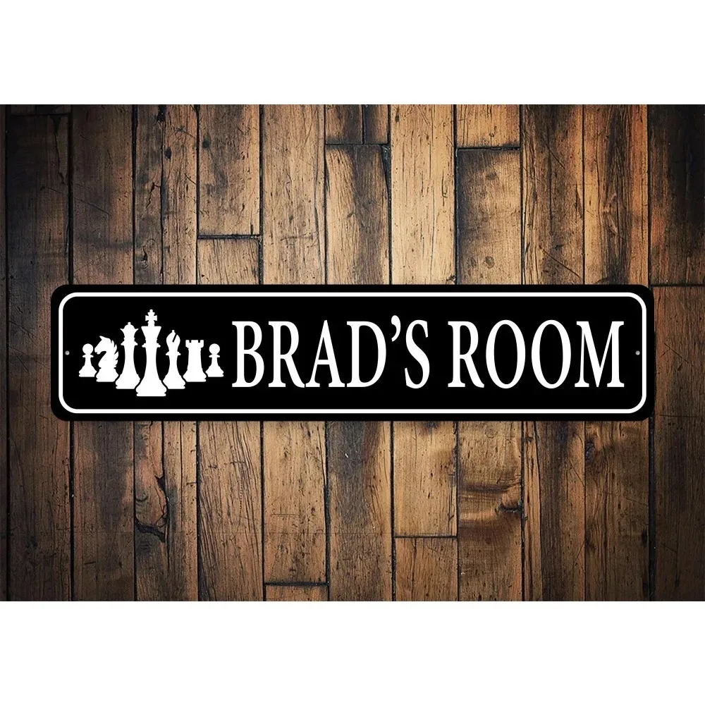 CIFbuy Personalized Text Long Metal, Custom Chess Pieces Room Wall Ornament