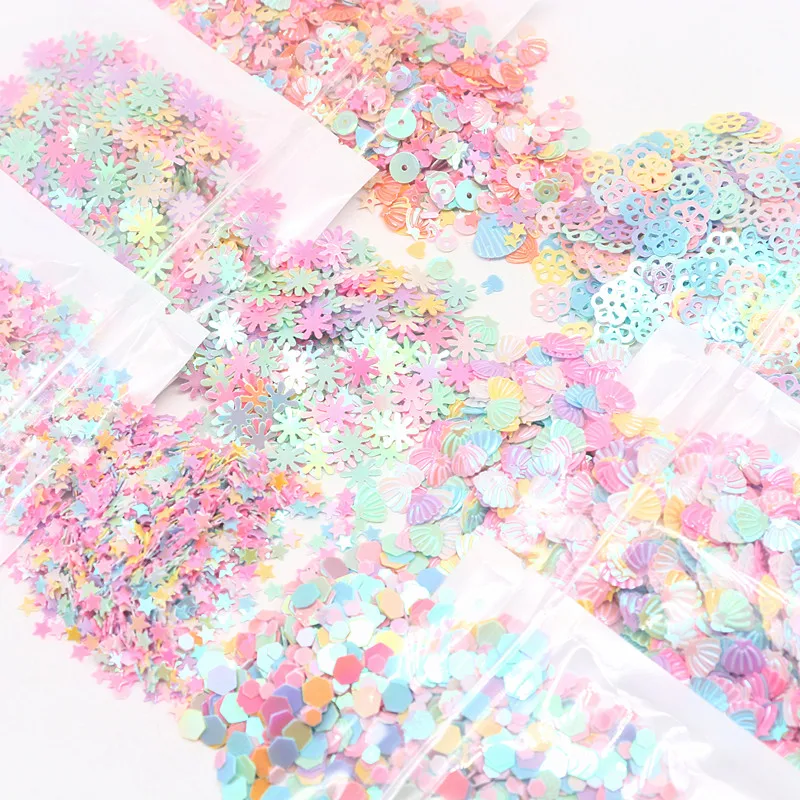 Mix Sequins Macaron Flower Snowflake Star Loose Sequin for Crafts Nail Art Glitter Paillettes DIY Confetti Accessories