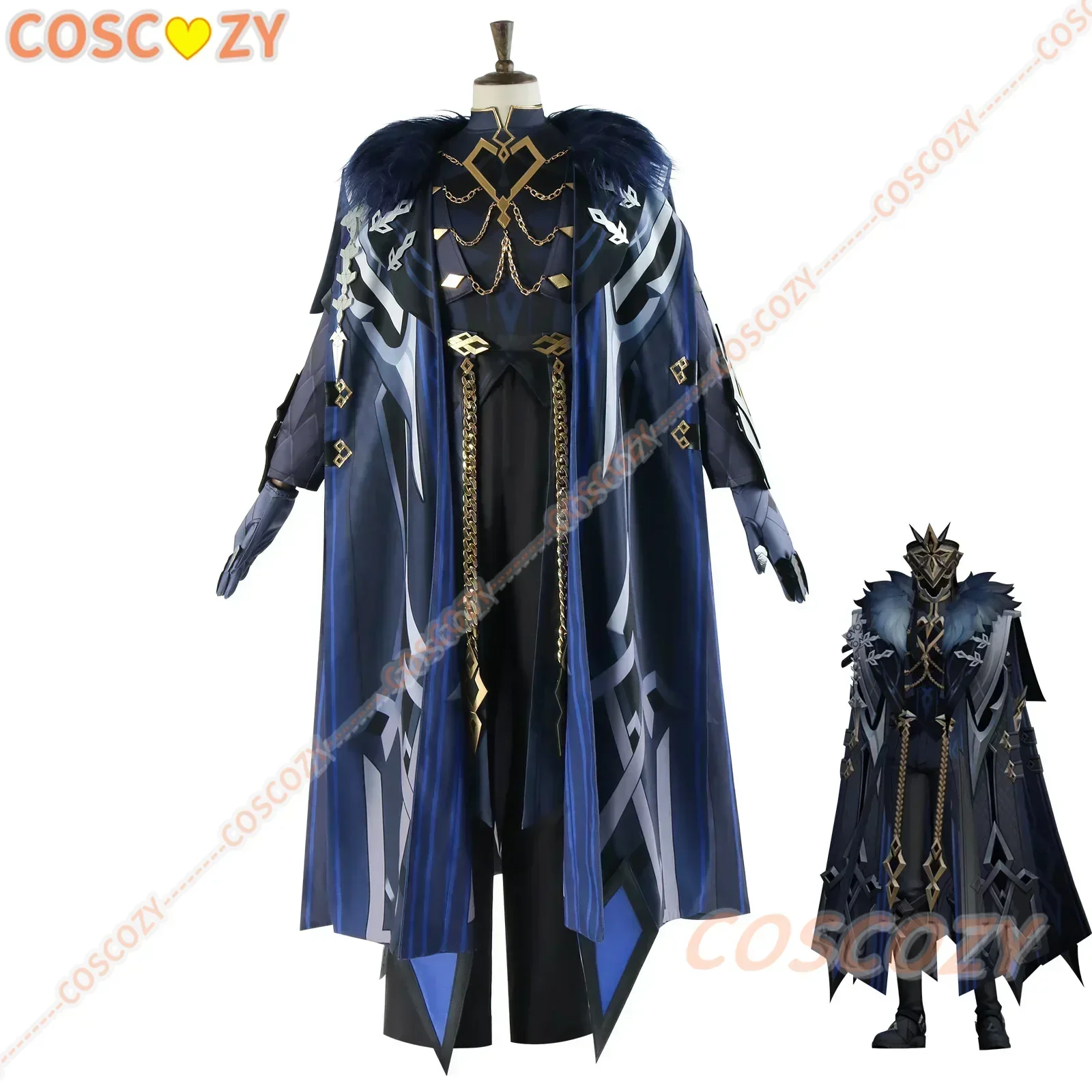 Game Genshin Impact II Capitano Cosplay Costume The Captain Cape Adult Unisex Uniform Robe Wig Nails Halloween Woman Man Outfit