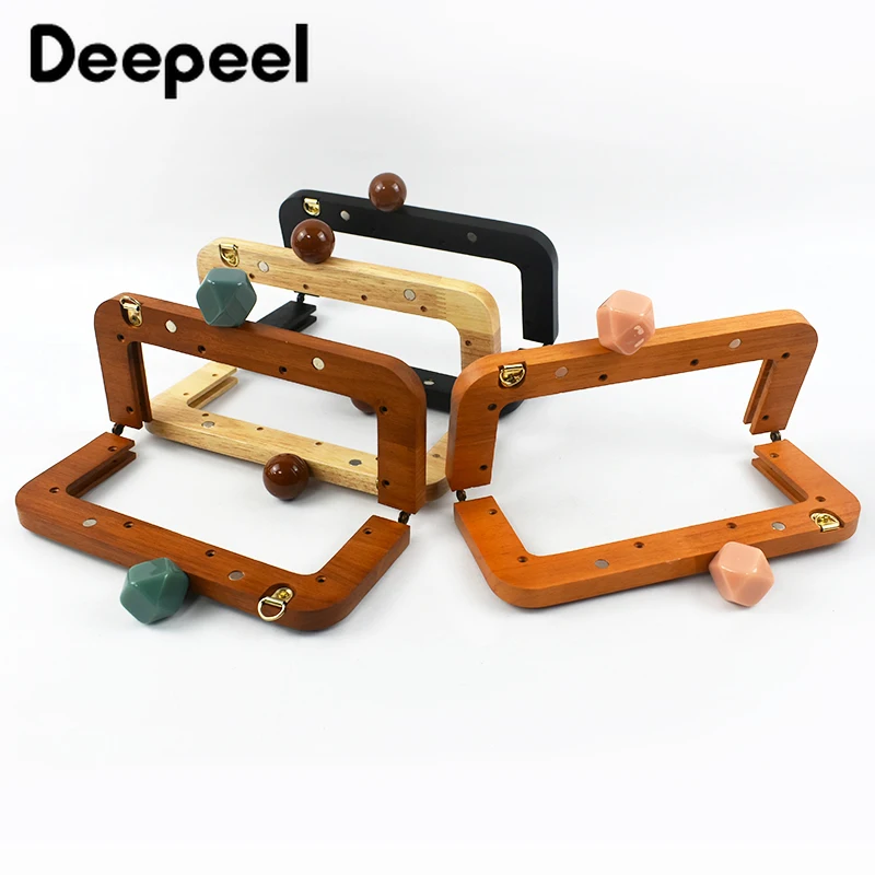 1Pc Deepeel 20*8cm Wood Bag Handle Purse Frame Resin Head Handles for Handbag Closure Brackets Kiss Clasp DIY Bags Accessories