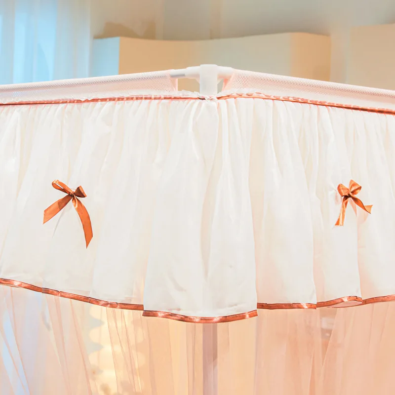 

Custom Princess Style Floor-to-Ceiling Mosquito Net Four-Pole Home Bedroom 1.5m Bed Frame Thickened Old-Style Pattern Net