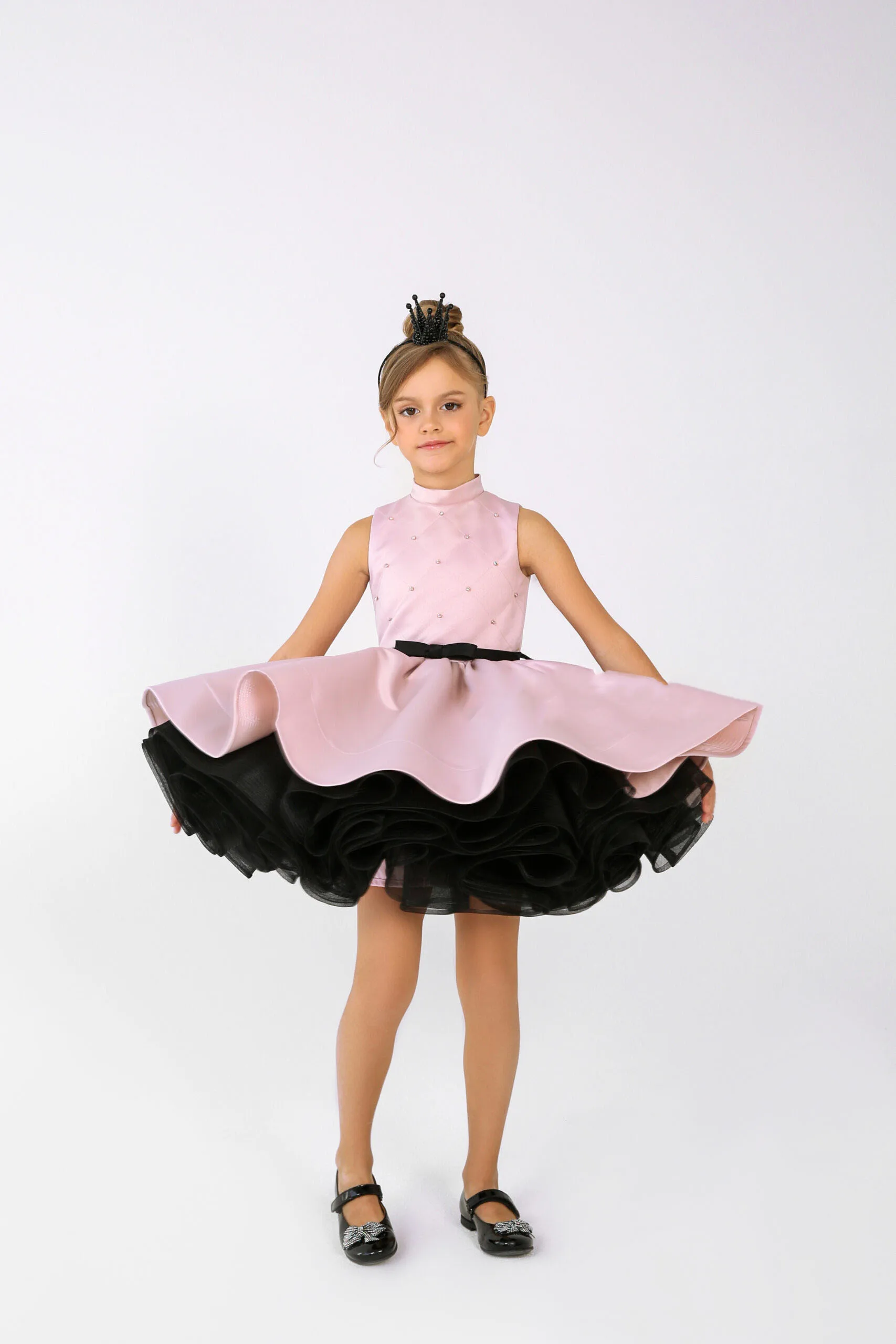 فستان فتاة الزهور لحفلات الزفاف من الساتان بدون أكمام مطرز بالخرز فستان أنيق لأداء البيانو فستان حفلة عيد الميلاد مخصص #3