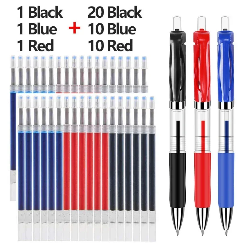 43 PCS Gel Pens & Refills Set Stationery Kawaii writing pen Black/red/blue ink 0.5 mm blue ballpoint pen Office school supplies
