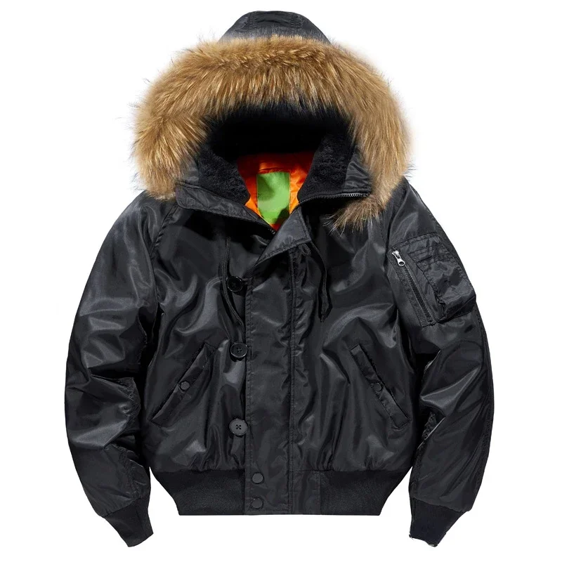 Men Green Streetwear Quilted Coat Plus Size XXL Boys Cotton Winter Outerwear Detachable Faux Fur Collar Short Jacket Oversize