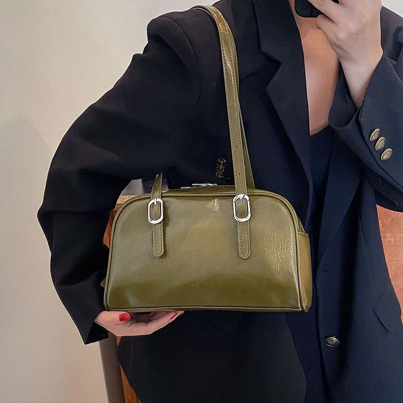 

Fashion Women Green Big Shoulder Bags PU Leather Female Purse Handbags Large Capacity Ladies Daily Small Casual Tote Bolso Mujer