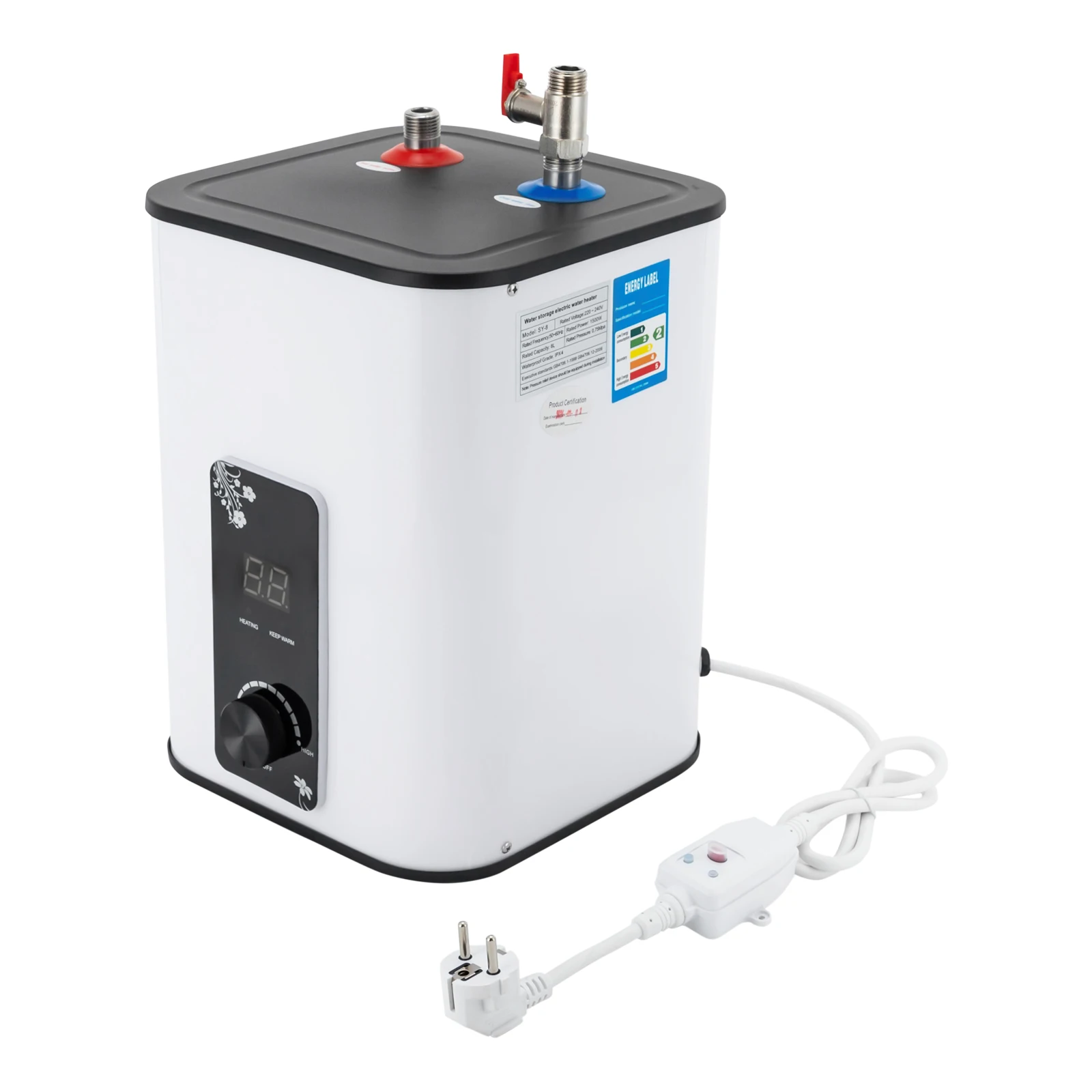 Calentador de Agua Eléctrico Instantáneo 1500W con Control Digital de Temperatura