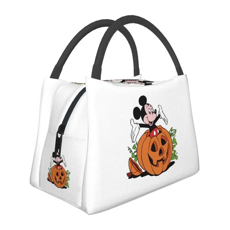 

Minnie Mickey Mouse Insulated Lunch Bags for School Office Pumpkin Pie Donald Duck Waterproof Thermal Cooler Bento Box Women