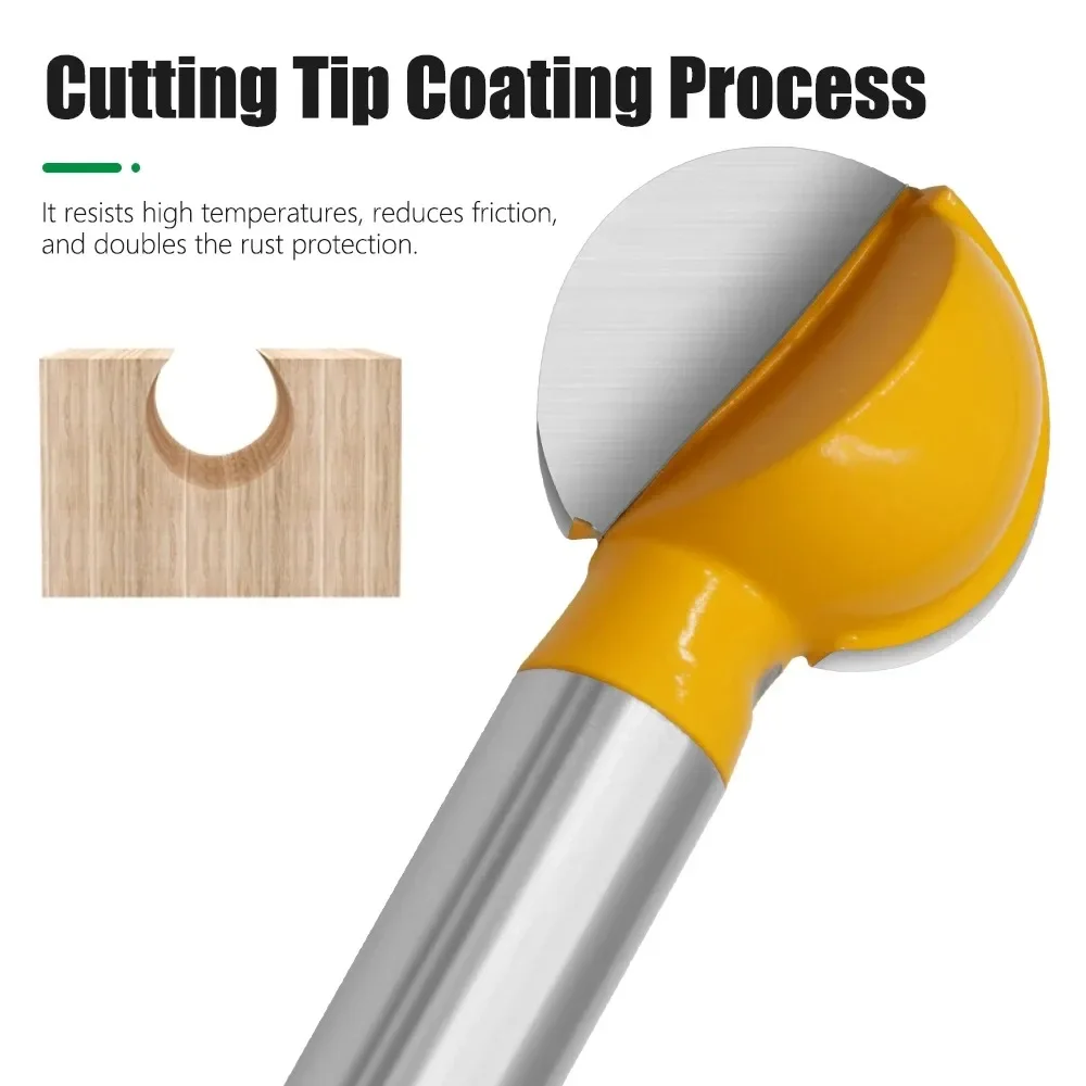 1PC 6MM Shank Milling Cutter Wood Carving Ball Nose Round Carving Bit Cove Milling Bit Radius Core  Carbide Router Bit