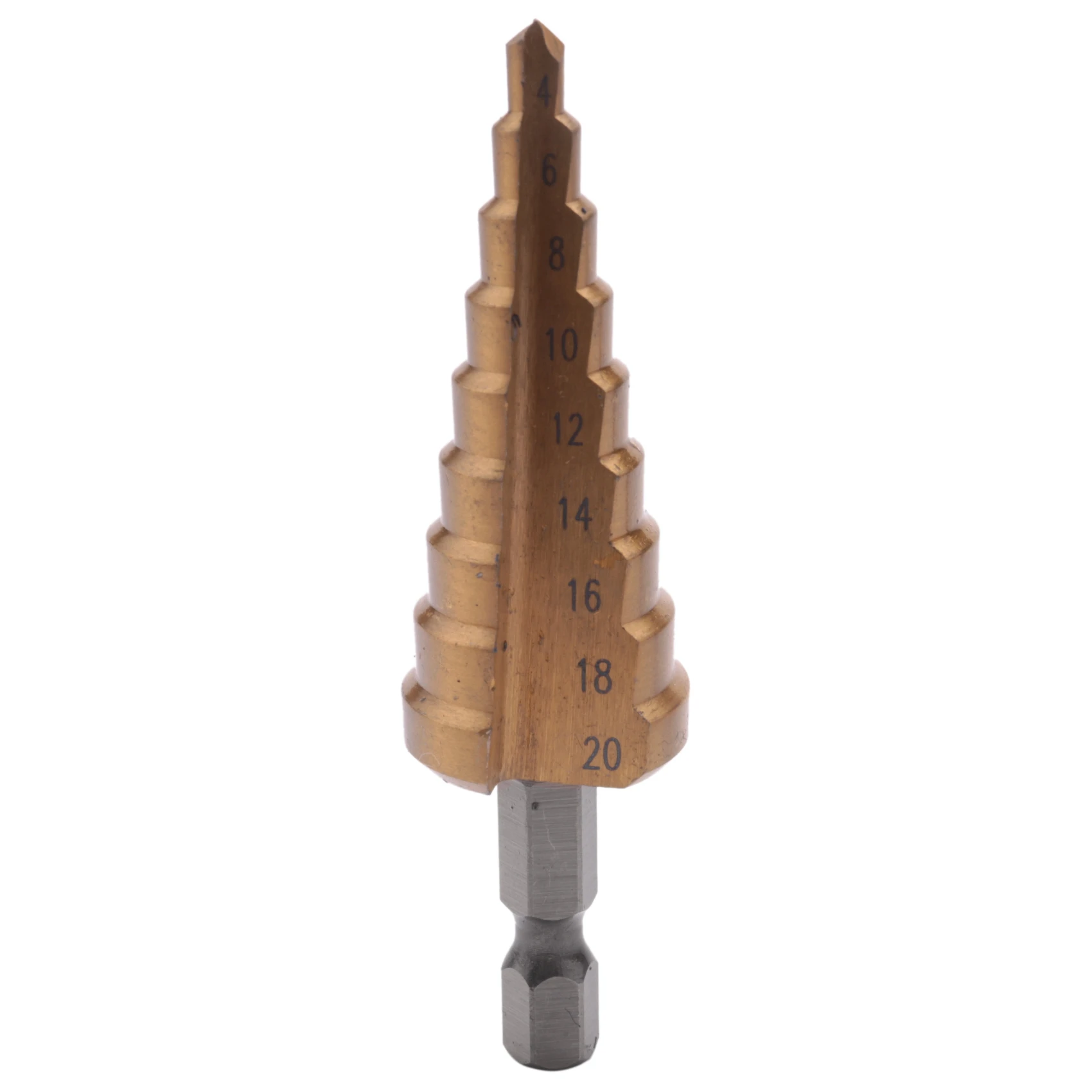 ABHB-6Pc HSSステップコーンテーパードリルビットセット 金属穴カッター メトリック 3-12 4-12 4-20mm 1/4インチ チタンコーティングメタルヘックステーパー