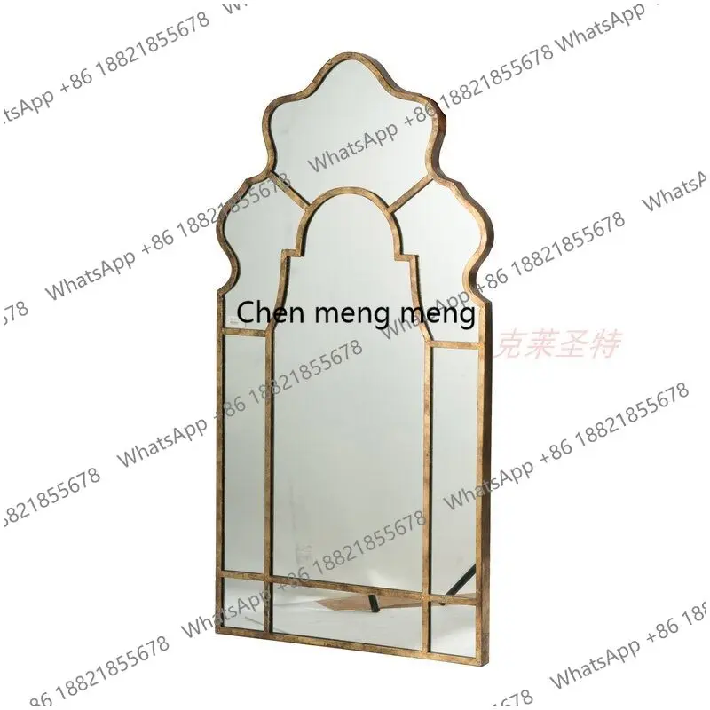 Chinese retro nostalgic full-length mirror bedroom dressing decorative mirror wall-mounted neoclassical bathroom mirror