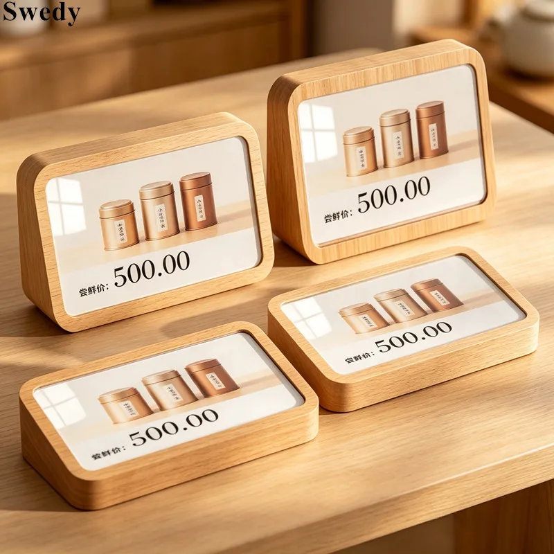 5 Pieces 60x38mm Supermarket Price Label Tags Restaurant Menu Paper Price Card Holder Wood Acrylic Sign Holder Display Stand