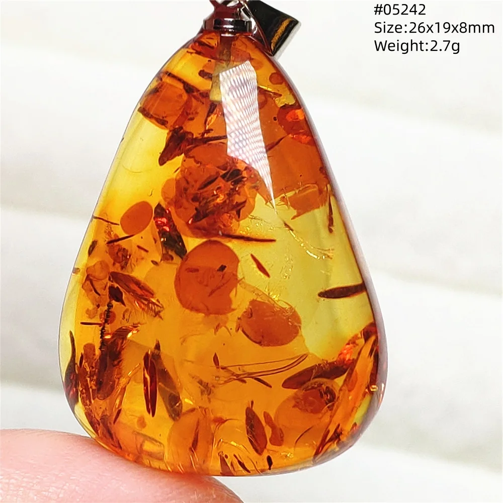 Natural Yellow Piebald Amber Pendant Red Amber Water Drop Gemstone Pendant Necklace Jewelry AAAAA