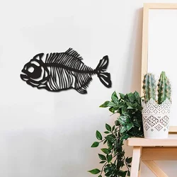 Iron Silhouette Iron Crafts Fish Bone Metal Home Interior Wall Hanging Decoration for Living Room, Study Room, Home Decoration