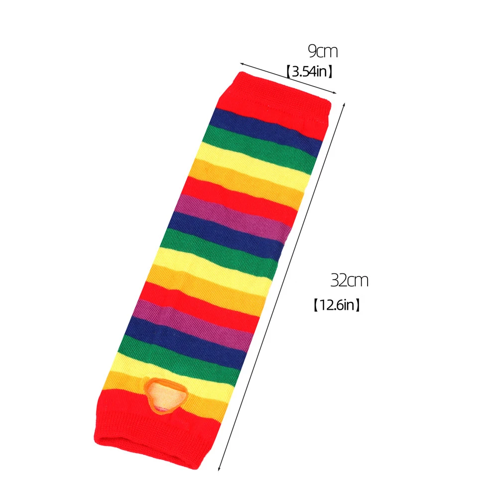 Regenboog lange mouw vrouw winter armwarmers gebreide manchetten handschoenen kleurrijke gestreepte mouwen vakantie feest arm cover cosplay