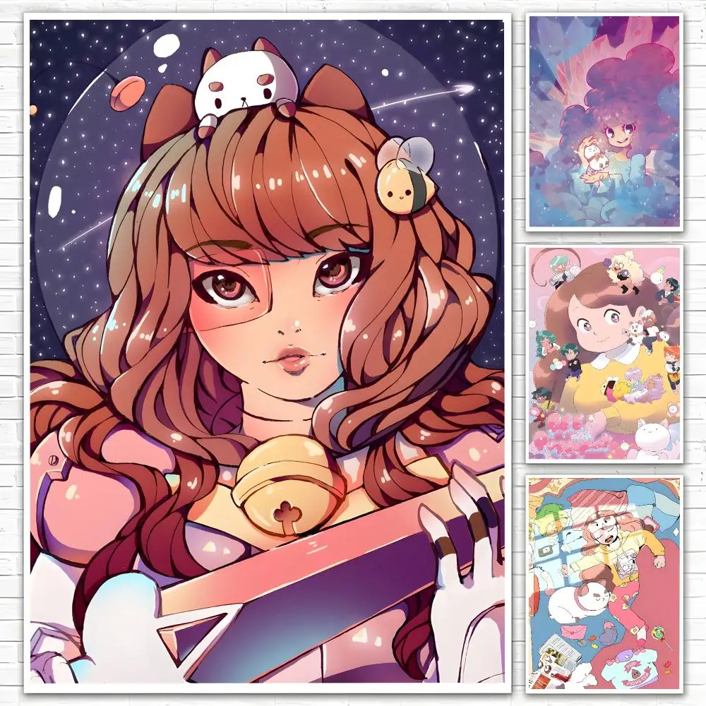 Cartoon Bee and PuppyCat Poster Poster All-match HD Waterproof Self-Adhesive Wall Art Sticker For Home Bedroom