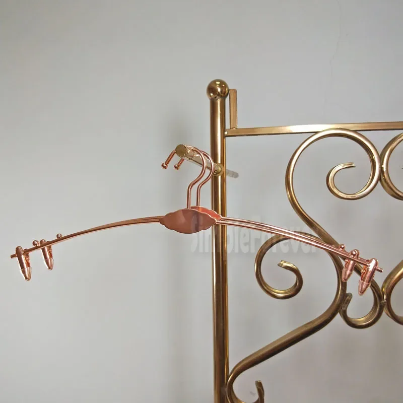 Metal Bra Clothes Hanger Round Hook Underwear Lingerie Drying Rack with Clothespins 28cm Rose Gold