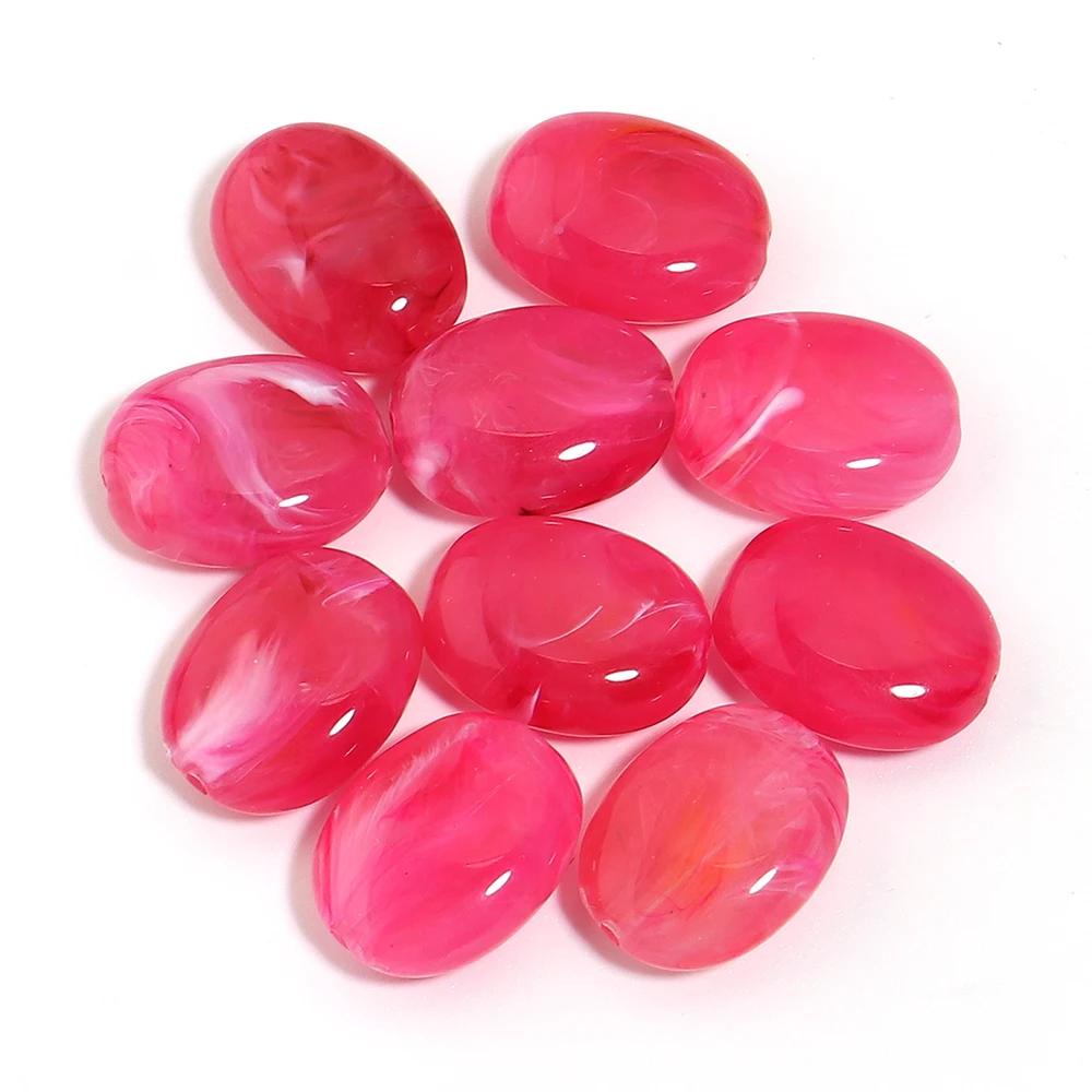 20 stuks 15x19mm Dubbele Kleur Ovale Acryl Kralen Imitatie Jade Steen Losse Spacer Kralen Voor Sieraden Maken DIY Armband ketting
