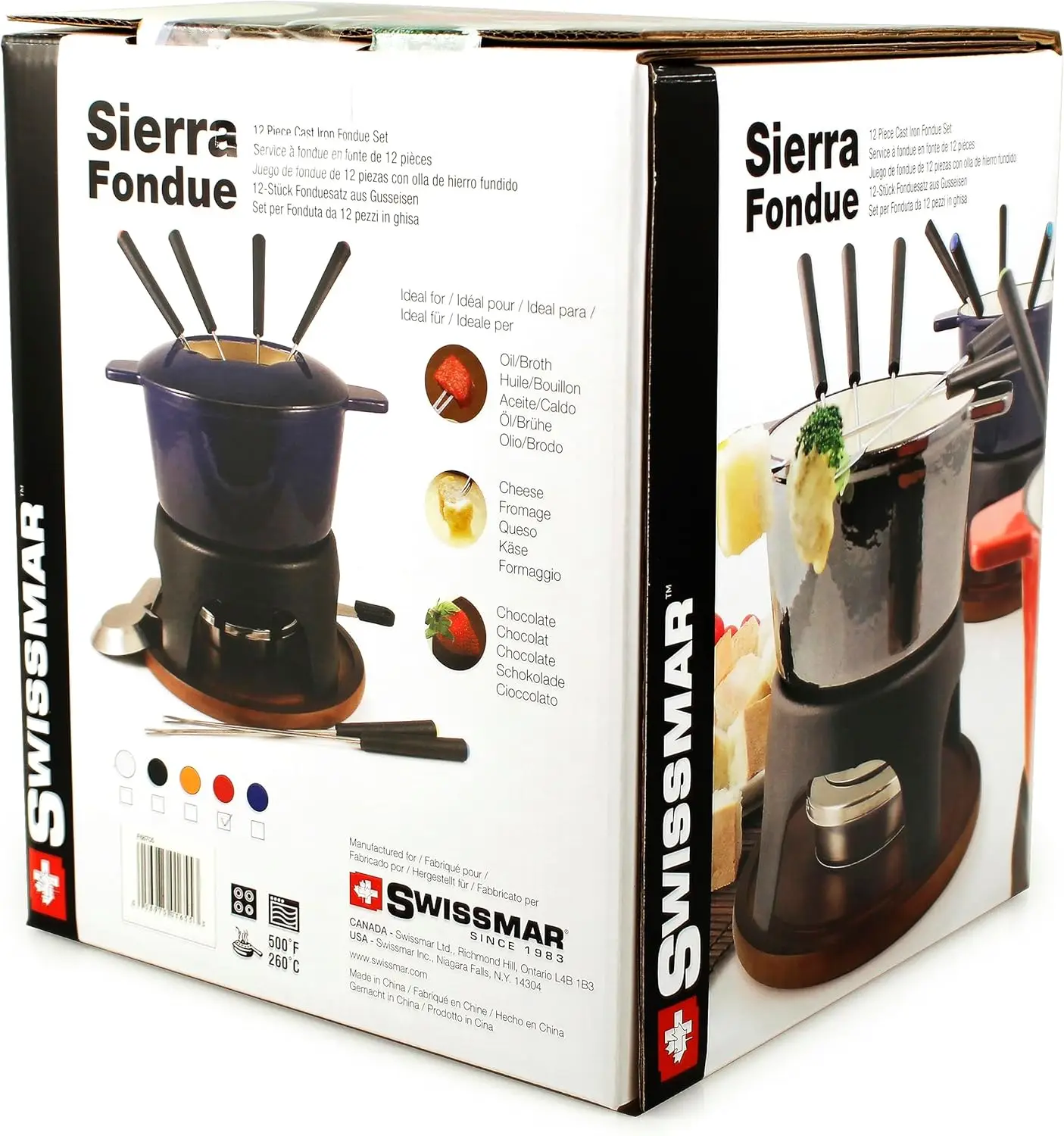 F66706 Sierra 1,6-Juego de Fondue de carne de hierro fundido Quart, 11 piezas, azul intenso