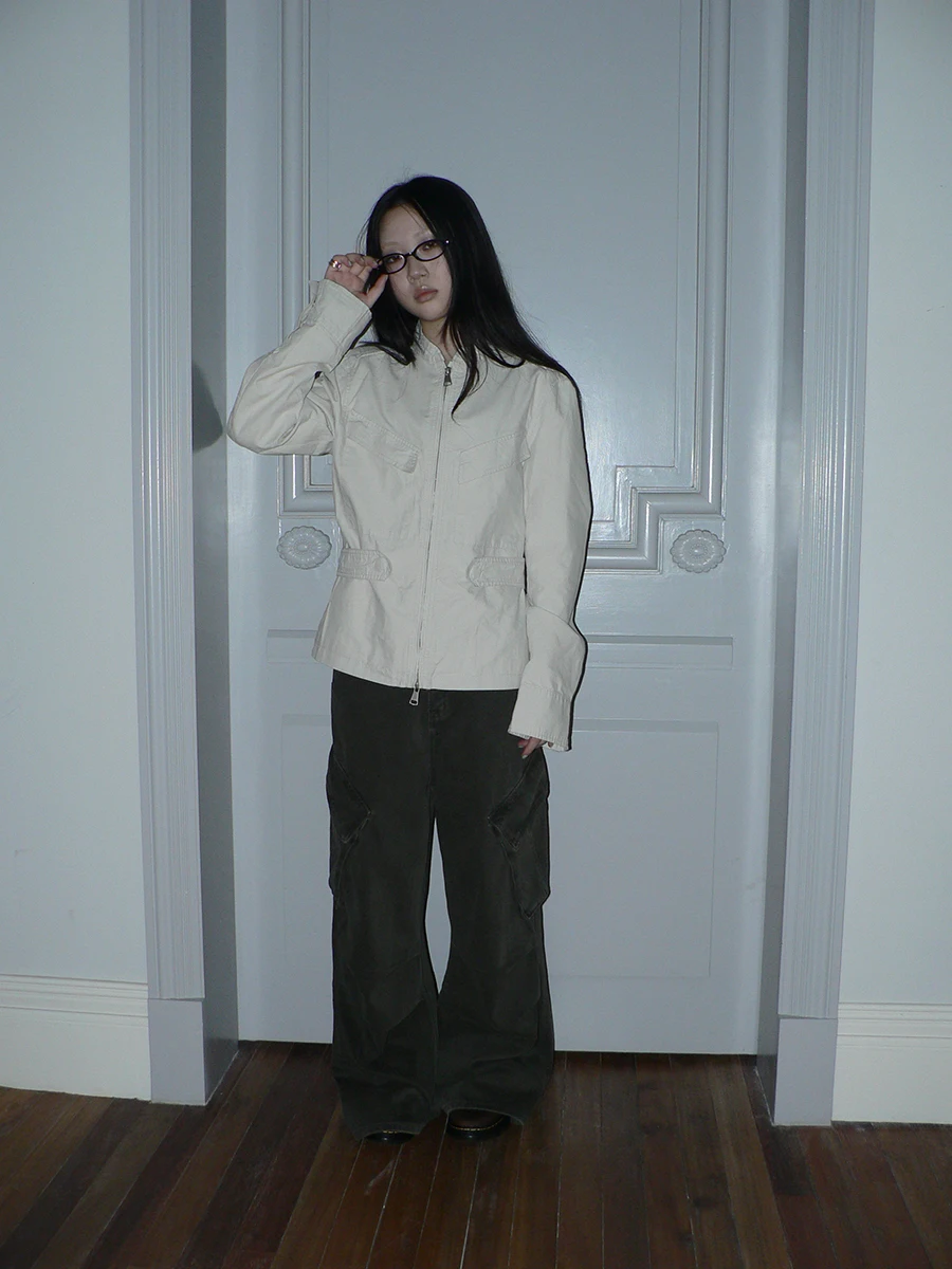 

Angproject Ретро-куртка с воротником-стойкой и двойной молнией, рабочая одежда, верхняя одежда, женская новинка, простой однотонный дизайн