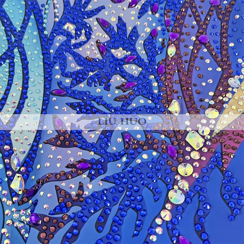 LIUHUO-leotardo de gimnasia rítmica personalizado para mujer y niña, disfraz de competición de actuación, vestido de baile, monos aeróbicos, color azul para adolescentes