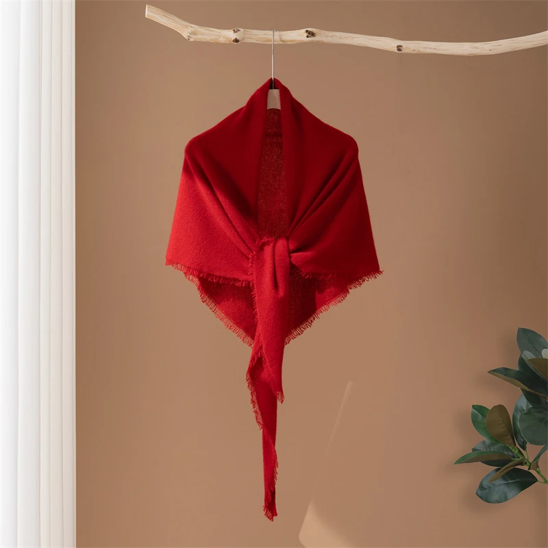 Ciepły, modny szal trójkątny z frędzlami, 100% wysokiej jakości kaszmir, nowość na jesień/zimę, zapewnia ciepło i chroni przed zimnem, do użytku na zewnątrz.