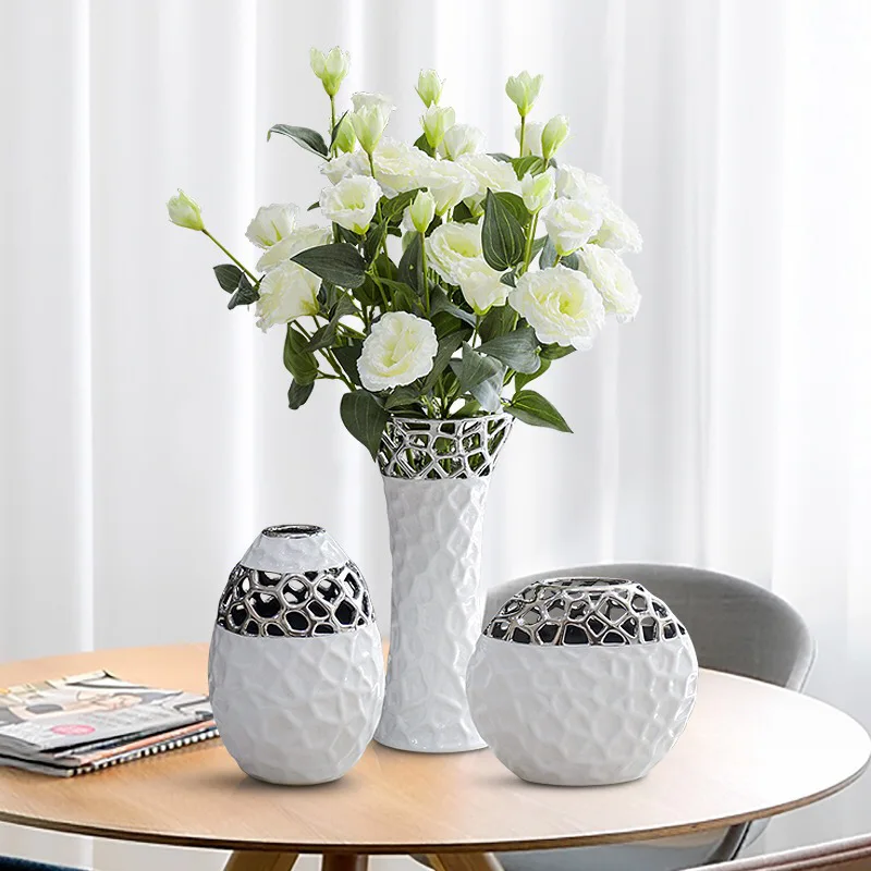 

Nordic White Honeycomb Texture Ceramic Vase Hollow Out Hydroponic Vase Table Decoration Living Room Decoration Home Decoration