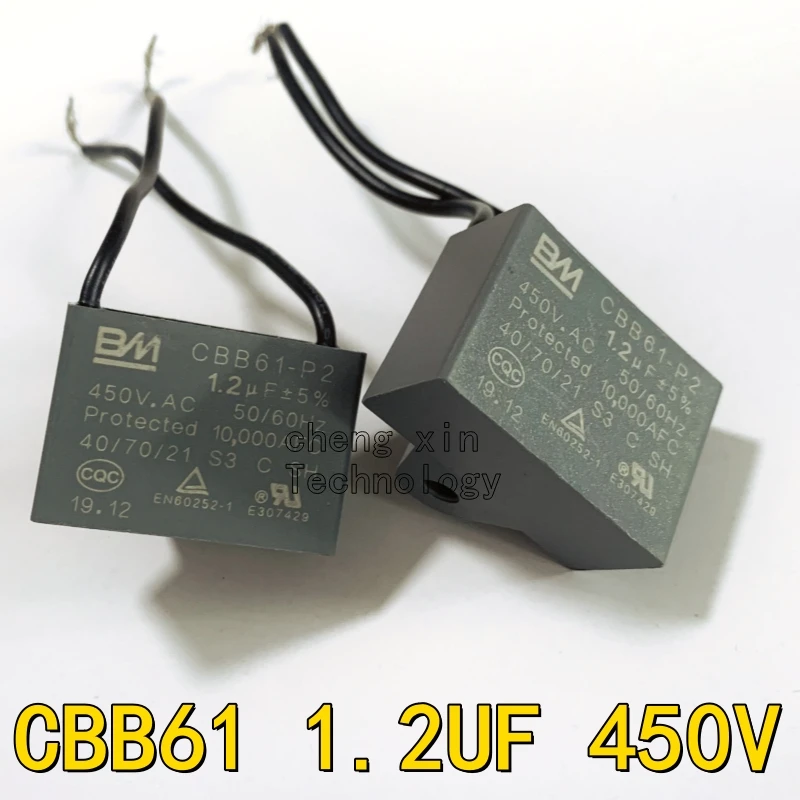 2PCS CBB61 1.3UF 450V 1UF 400V 500V General Purpose Fan Start Capacitor CBB61-1.2UF-450V Exhaust Fan Capacitor New and Original