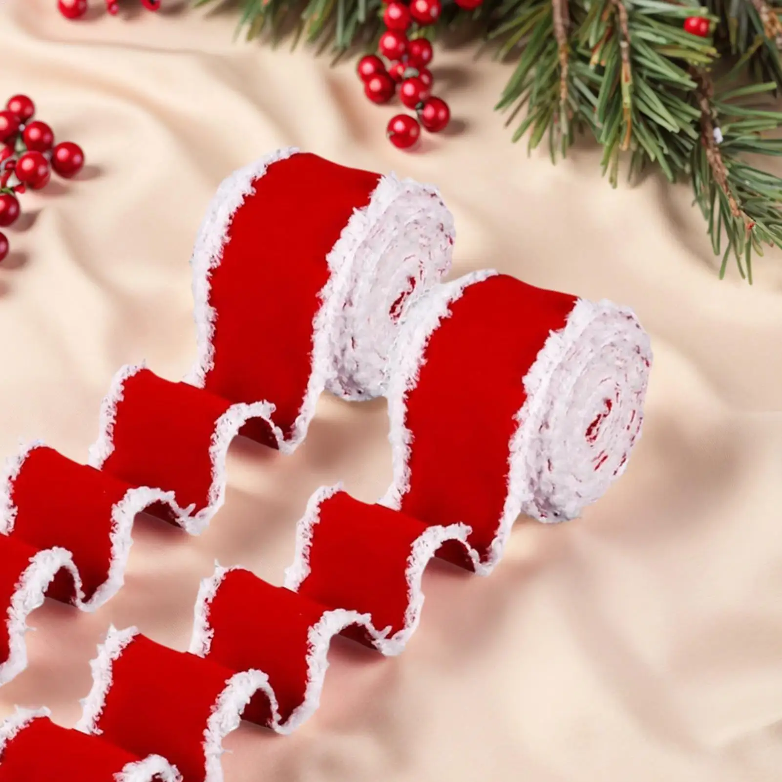 

Christmas Ribbon for Crafts Winter Holiday Christmas Tree Decor Burlap Ribbon Roll for Bouquet Cake Wreath Tree Table Party