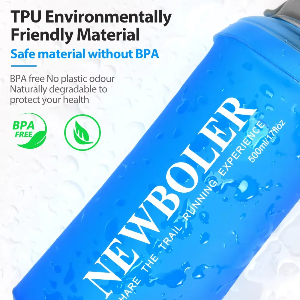 NEWBOLER 500ml soft bottle foldable wristband water bottle TPU moisturizing water bottle running fixed anti slip outdoor sports