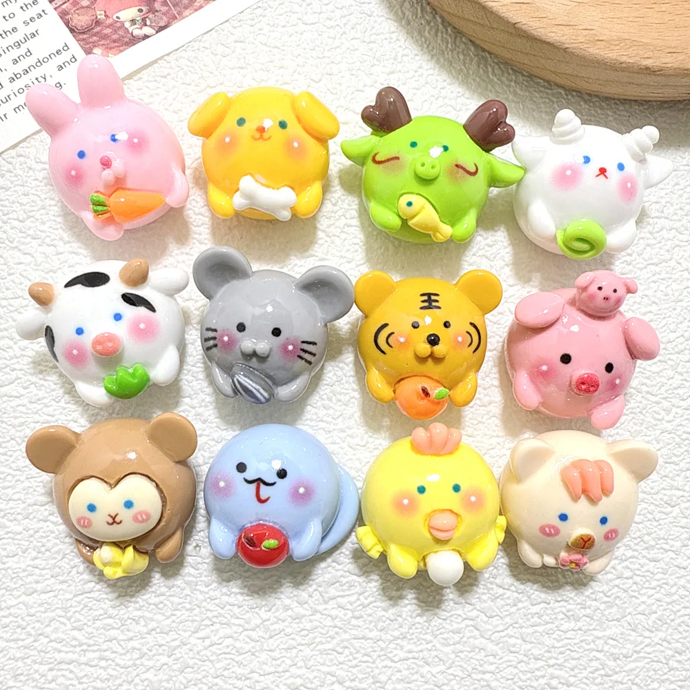 

3D Kawaii Cartoon Animals Miniature Resin Embellishments Simulation Decor for DIY Dollhouse Outdoor Toys Creative Desk Ornament
