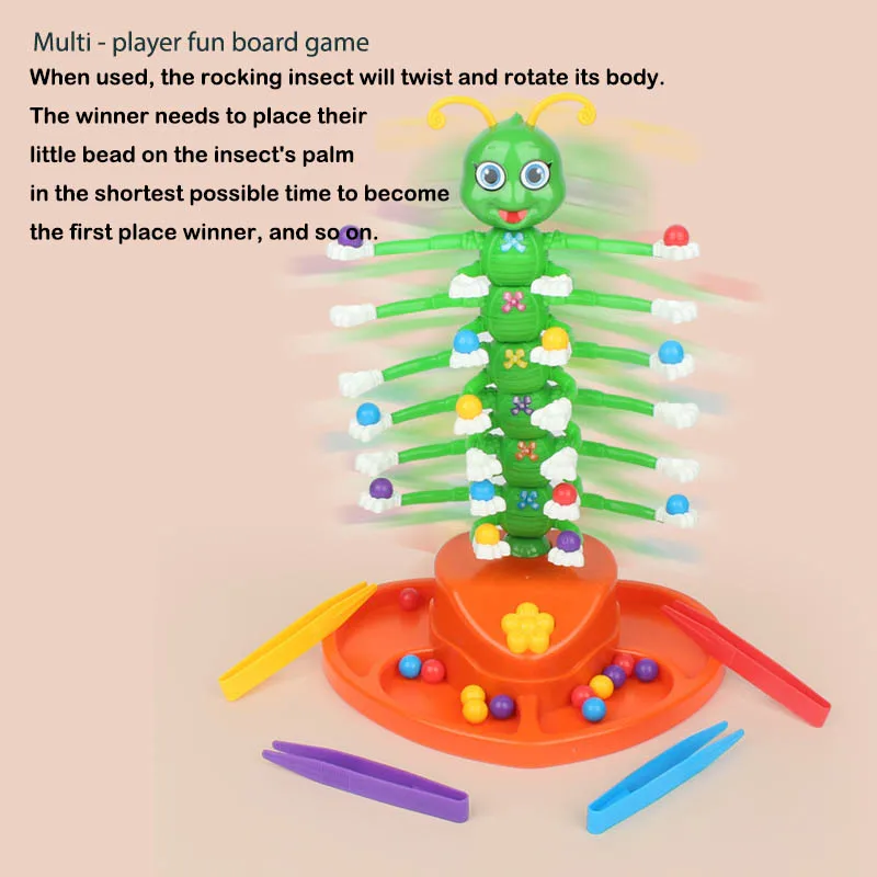 Children Fun Electric Swing Dancing Bug Toy Table Puzzle Game Caterpillar Shaking Toy for Fun Wiggle Dance Activities.