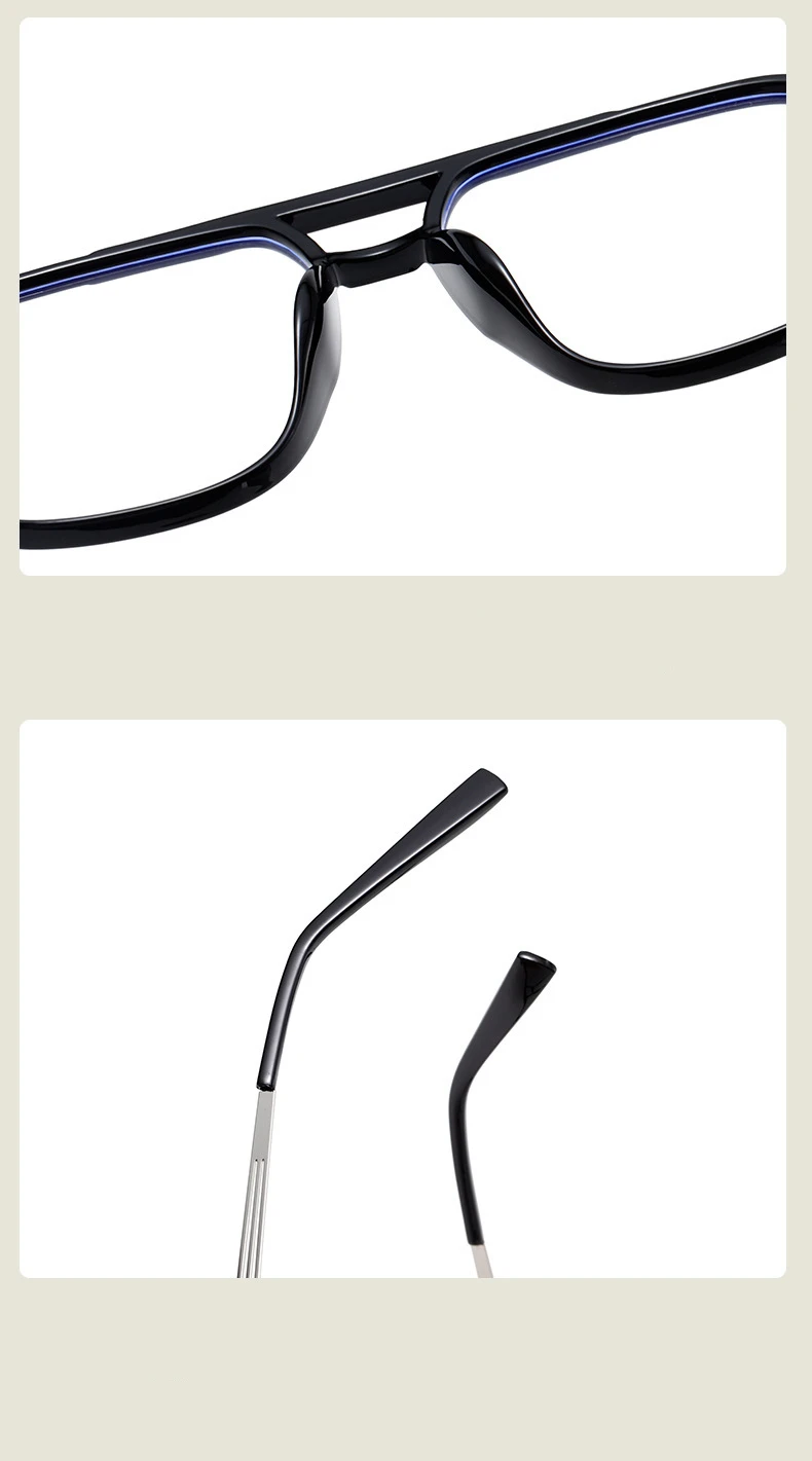 KOCOLIOR Neue Mode Doppel Strahl Großen Rahmen Lesebrille für Männer und Frauen Photochrome Anti Blau Licht Presbyopie Brille – Detail 6