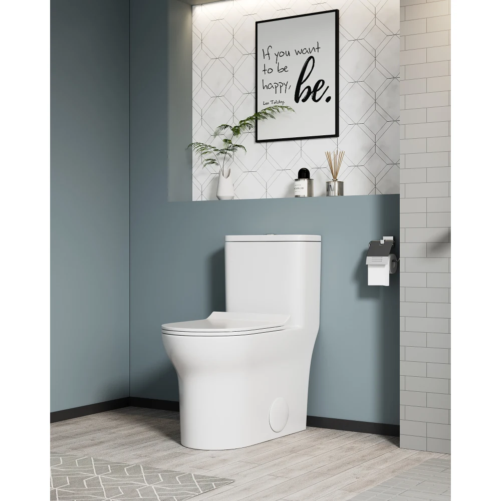 1.1/1.6 GPF Elongated Comfort Height Floor Mounted One-Piece Toilet, CUPC Certified, WaterSense Cetified, Ceramic, White Color, Soft Close Seat