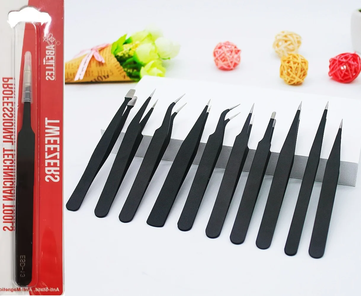 1.5MM ESD Anti-static Stainless Steel Tweezers Retail Package ESD- 10 / 11 / 12 / 13 / 14 / 15 / 16 / 17 / 18 / 34A