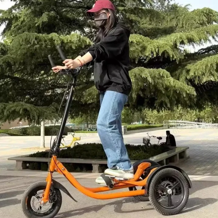 Foldable Upright Tricycle, Pedal Powered Scooter for Fitness & Daily Riding