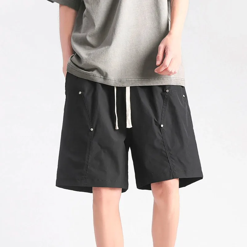 

Мужские однотонные шорты, повседневные свободные пуговицы, легкие удобные шорты с прямыми карманами на привязках, шорты Y2k, одежда