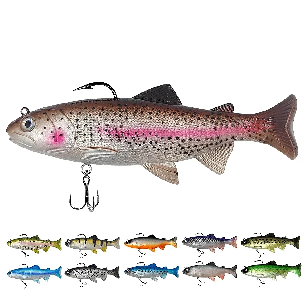 

Soft Bait Plastics Swimbait Silicone Lure Rubber Fish 180mm 125g Jighead Big Game Fishing Gear Predator Artificial Wobblers