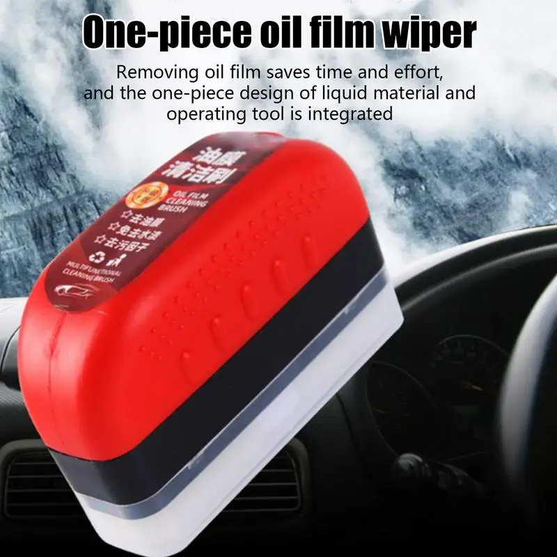 Car Glass Oil Film Clean Brush 120ml Automotive Glass Oil Film Removal Brush Safer Driving Remove Bird Droppings Auto Glass