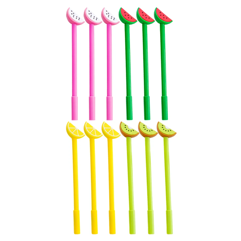 

12pcs Fruit Refill Neutral Smooth Writing Cartoon Stationery Student Accessories Office School Supplies