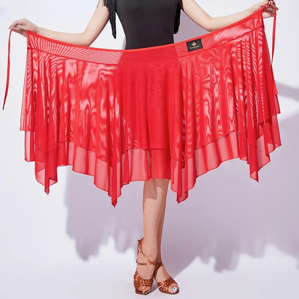 New Latin Dance Red Competition Clothing Black Dance Clothing Women's Butt Scarf Purple Irregular Lace Skirt Samba