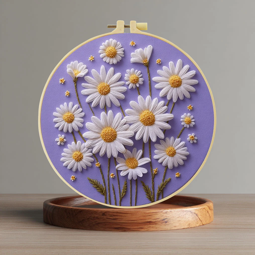 

1pc 20X20CM/15X15CM daisy Embroidery Starter Kit DIY Cross Stitch Sewing Art for Gift