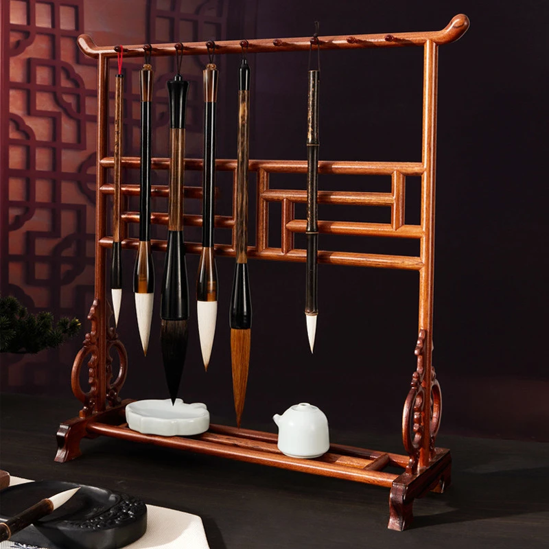 

Pen Hanging Brush Holder Mahogany High-end Large Pen Holder Solid Wood Brush Hanging Beginner Brush Holder Hanger