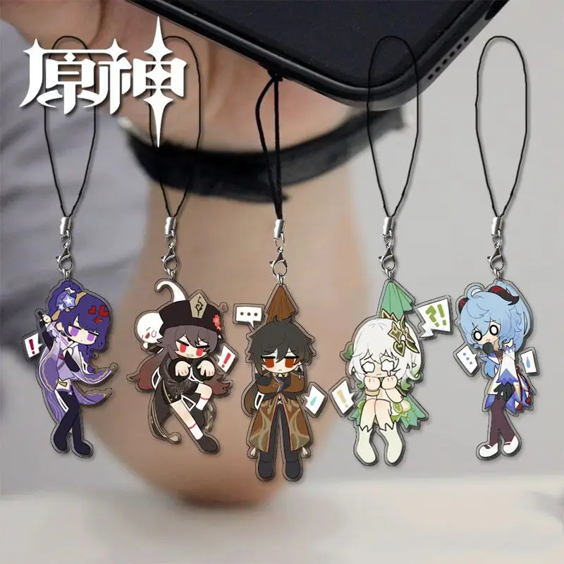 Game Impact Scaramouche Nahida Funny Angry Sigh Expression Strap Lanyards For Mobile Phone Case Keychain Car Chain Cover Hang