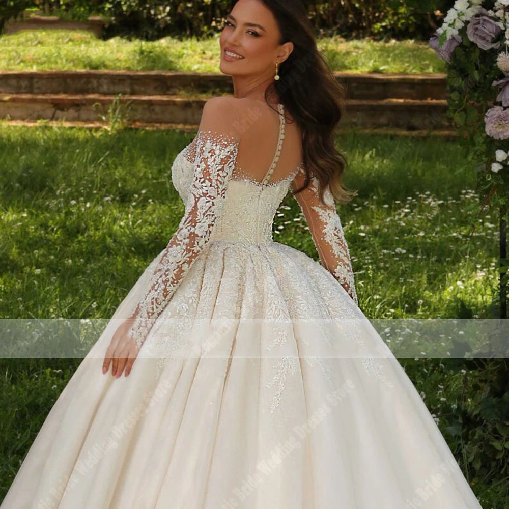 Vestidos de casamento femininos de tule brilhante, ombro de fora, decote em v, gola em coração, saia fofa, bainha, robe de baile personalizado