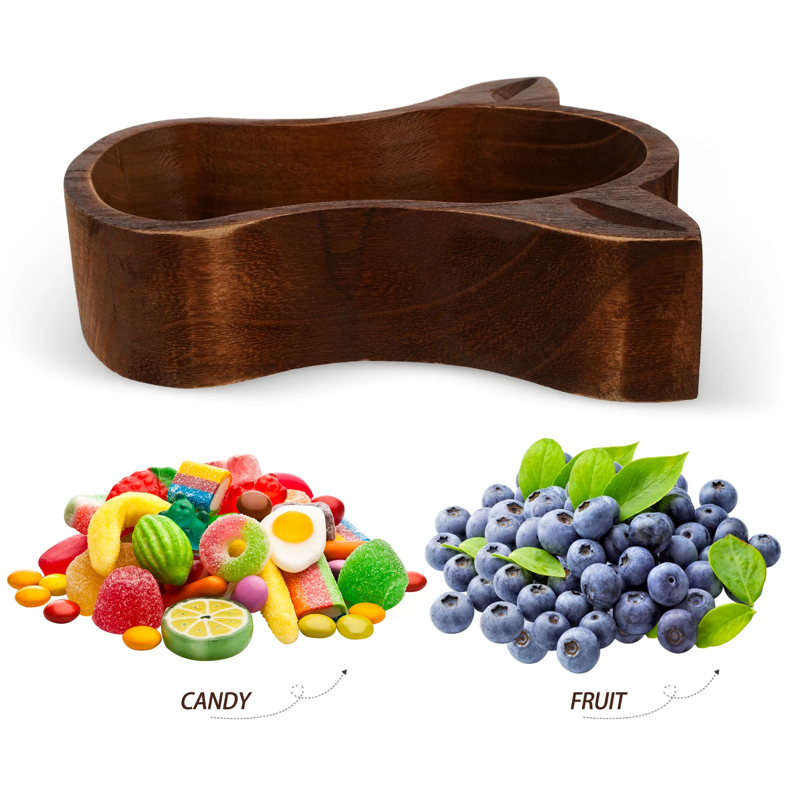 

Wooden Bowl Cow Head Shaped Fruit Snack Cake Tray Reusable Natural Material Home Decor Kitchen Serving Plate